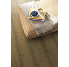 Laminatboden mit Sitzkissen, Decke, Büchern, Blaubeeren und Kaffeetasse