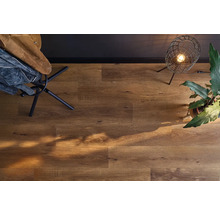 Innenaufnahme eines Raumes mit Laminatboden, Garderobenständer, Lampe und Pflanze.