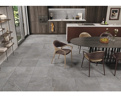 Feinsteinzeug Wand- und Bodenfliese Cool Stone grau matt rektifiziert 29,8 x 59,8 x 0,9 cm