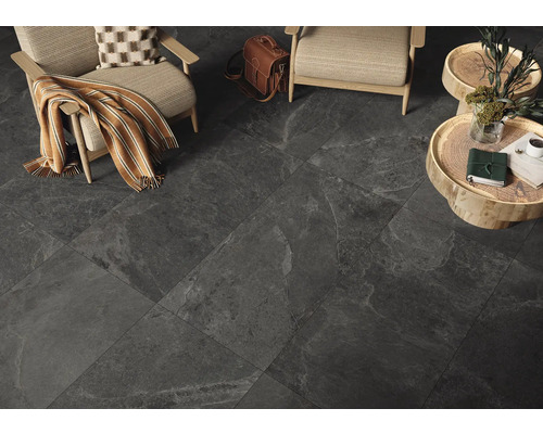 Feinsteinzeug Wand- und Bodenfliese Cool Stone anthrazit matt rektifiziert 29,8 x 59,8 x 0,9 cm