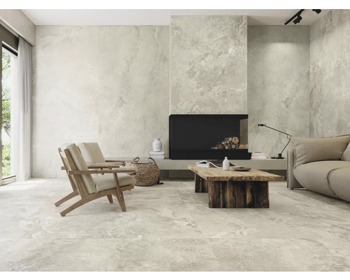 XXL Feinsteinzeug Wand- und Bodenfliese Dolomiti nut 120 x 260 cm poliert, rektifiziert 6 mm