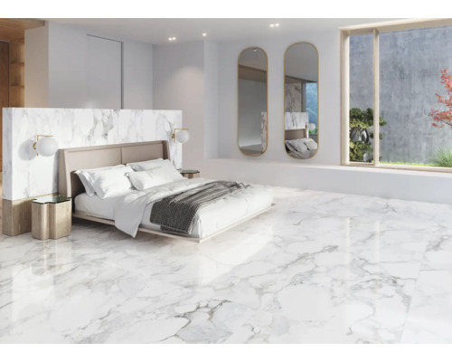 Wand- und Bodenfliese Haute white 100x180cm shaped
