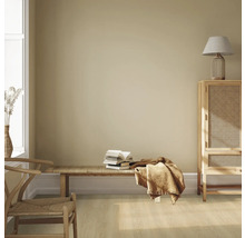 Interieuransicht mit Sitzbank, Büchern, Decke, Schrank und Lampe