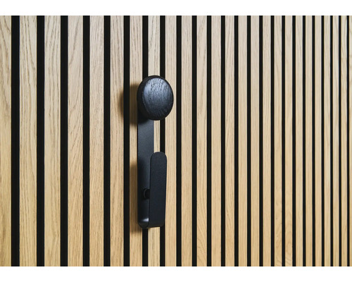 Produktbild 2 (groß) Wandpaneel aus Holz mit schwarzem Kleiderhaken