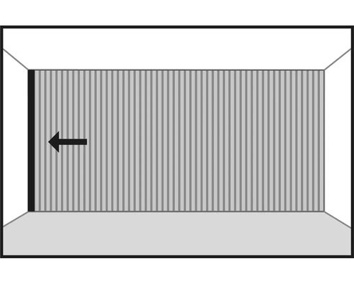 Produktbild 3 (groß) Illustration eines Holzschiebetürsystems mit Pfeil, der die Schieberichtung angibt