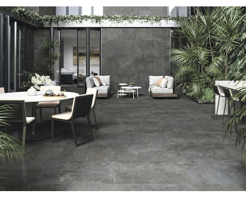 Produktbild 2 (groß) Terrasse mit Sitzbereich, Esstisch und Pflanzen