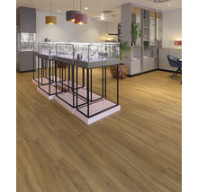 Ausstellungsraum mit Holzboden und Vitrinen