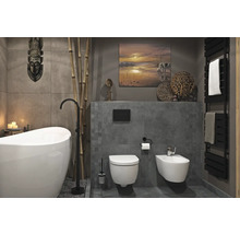 Modernes Badezimmer mit Badewanne, Toilette, Bidet und Handtuchwärmer