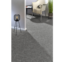 Innenraum mit grauem Teppichboden, Lampe und Stuhl