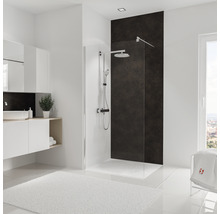 Modernes Badezimmer mit Dusche, Waschtisch und Badteppich