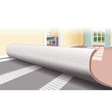 Illustration eines Teppichs, der über einem Bodenbelag ausgerollt wird.