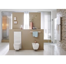 Modernes Badezimmer mit Wand-WC, Bidet und Handtuchwärmer