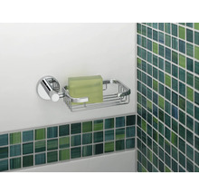 Seifenschale aus Metall mit Seife zur Wandmontage im Badezimmer