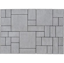 Graue Pflastersteine in verschiedenen Größen und Formen