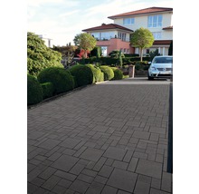 Einfahrt gepflastert mit Betonpflastersteinen vor Wohnhaus