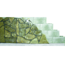 Dekorwand aus Stein mit Treppe aus Betonsteinen