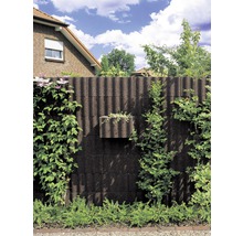 Sichtschutzzaun aus Beton mit Bepflanzung im Garten