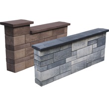 Zwei Mauern aus Betonsteinen mit Mauerabdeckung