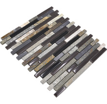 Mosaikfliese mit Stein- und Glaselementen