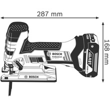 Bosch Stichsäge mit Maßangaben 287 mm Länge und 168 mm Höhe