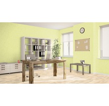 Büro mit Schreibtisch, Regal und Pinnwand