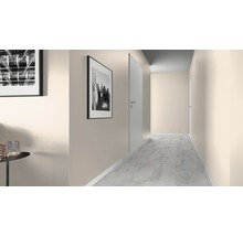 Flur mit Tür, Wandfarbe und Bildern an der Wand