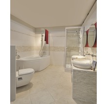 Badezimmer mit Badewanne, Dusche, Toilette und Waschtisch