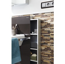 Badezimmer Szene mit Waschbecken, Spiegelschrank von Geberit und Regal