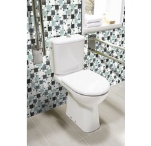 Weisses Stand-WC mit Stützgriffen im Badezimmer