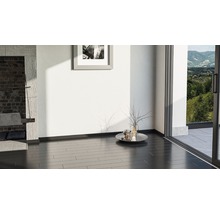 Heller Raum mit dunklem Boden, Bild und Terrassentür