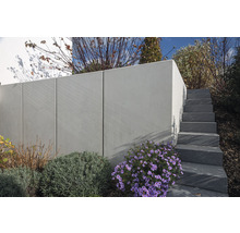 Betonmauer mit Treppe im Gartenbereich