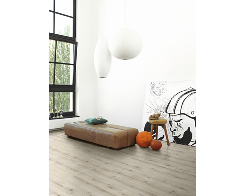 Designboden Modular ONE Eiche Urban weiß gekälkt Langdiele Landhausdiele Klickverbindung 2200 x 235 x 8,0 mm