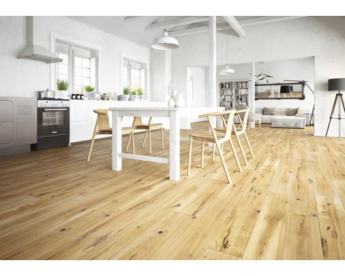 Parkett Vintage Eiche Landhausdiele Gebürstet gefast 1092 x 180 x 14 mm