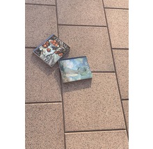 Zwei Kunstbände von Cézanne und Monet auf Pflastersteinen