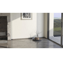 Wohnraum mit Kamin, Dekoration und Schiebetür