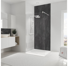 Modernes Badezimmer mit Duschkabine, Waschbecken und Badmöbeln in hellem Design