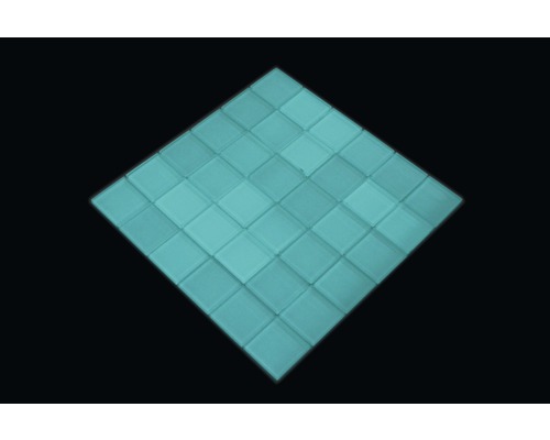 Glasmosaik Quadrat Crystal 4,8cm uni blau light blue fluoreszierend