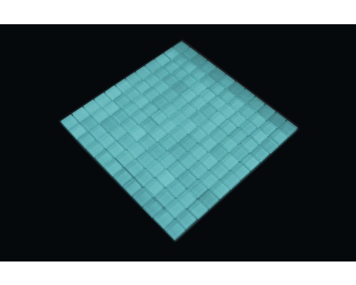 Glasmosaik Quadrat Crystal 2,3cm uni blau light blue fluoreszierend