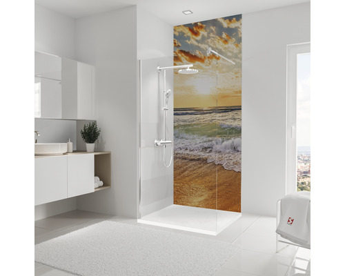 Modernes Badezimmer mit Duschkabine, Waschbecken und Spiegelschrank