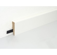 Sockelleiste aus Holz mit Befestigungsclip an der Wand