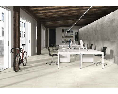 Bodenfliese Argenta Laurent snow 60x60cm Betonoptik Fliese rektifiziert