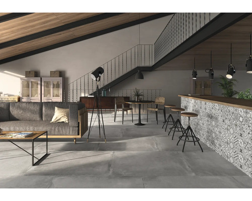 Bodenfliese Argenta Laurent concrete grau 60x60cm Betonoptik Fliese rektifiziert