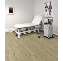 Behandlungsraum mit Liege, Therapiegerät und Holzboden