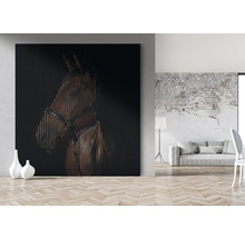 Großes Wandbild mit Pferdeporträt im modernen Wohnzimmer