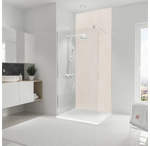 Modernes Badezimmer mit Duschkabine, Waschtisch und weichem Teppich