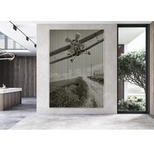 Dekoratives Wandpaneel mit Flugzeugmotiv in einem modern eingerichteten Raum