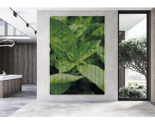 Modernes Interieur mit Akustikpaneel mit Blättermotiv
