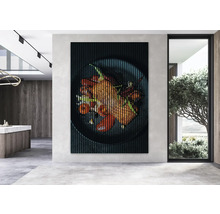Akustikbild mit Speisenmotiv an einer Wand
