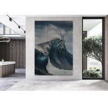 Raumbild mit Lamellenwandbild mit abstraktem Motiv