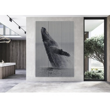 Modernes Interieur mit einem Bild einer Walflosse mit vertikalen Streifen